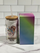 Load image into Gallery viewer, Autism Mom Libbey Glass Can with straw, cleaning brush and gift box