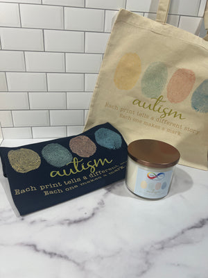 Autism Awareness Tshirt - Tote Bag & Candle Set Autism Awareness Tshirt - Tote Bag & Candle Set