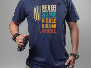 never underestimate old man with a pickle ball paddle tshirt never underestimate old man with a pickle ball paddle tshirt