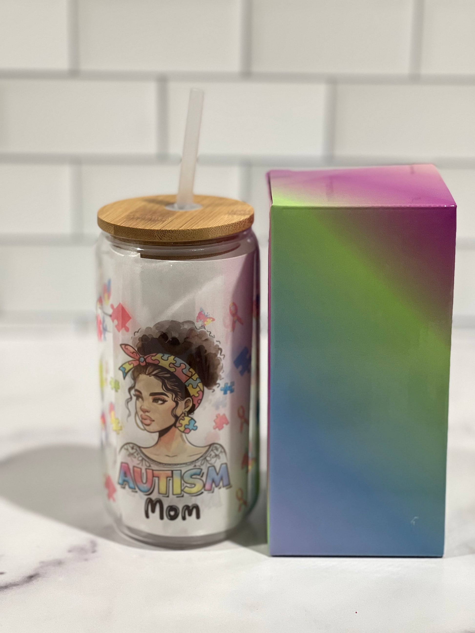 Autism Mom Libbey Glass Can 