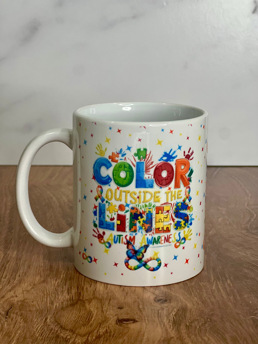 Color outside the lines / Autism Awareness mugs
