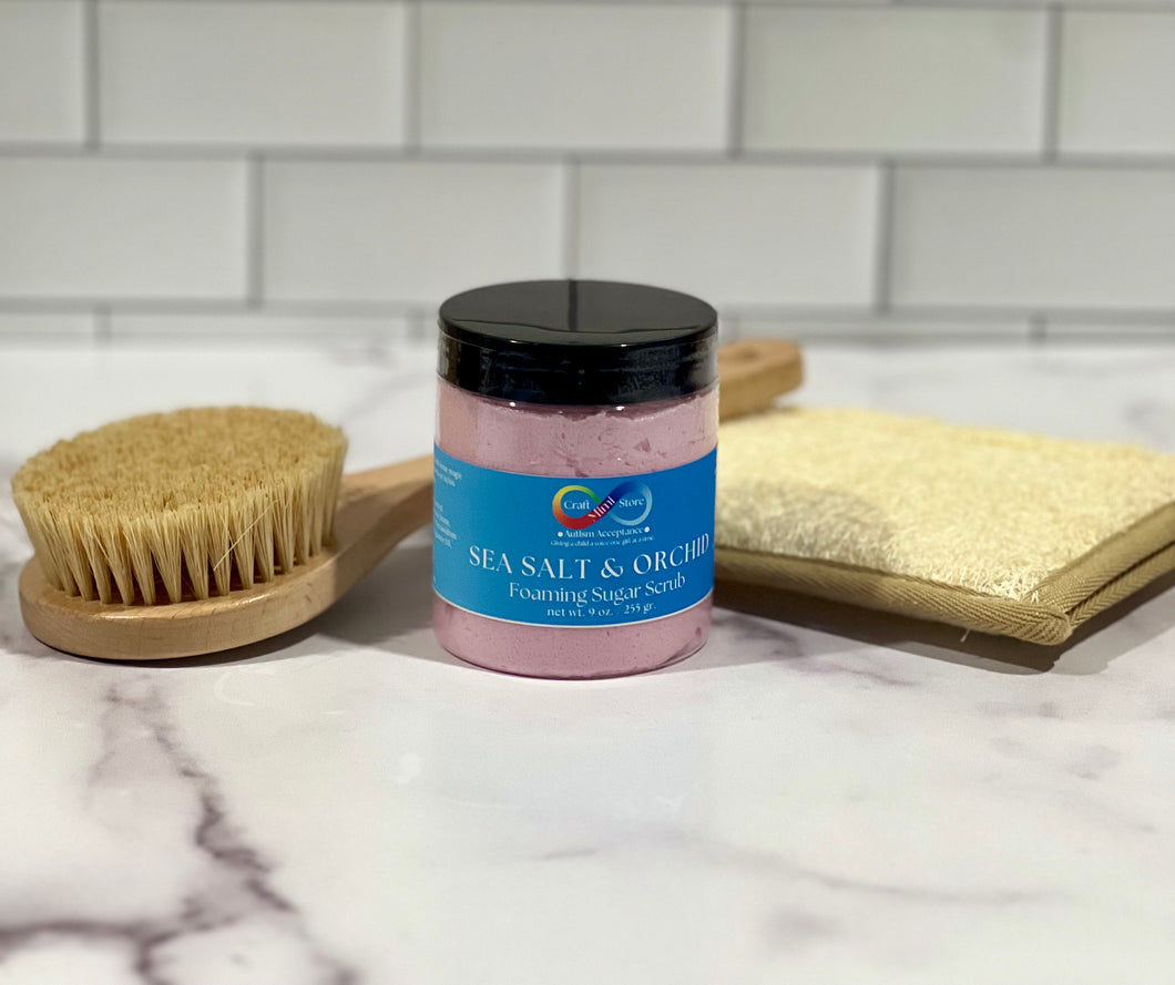 9 OZ - SEA SALT & ORCHD FOAMING SUGAR SCRUB