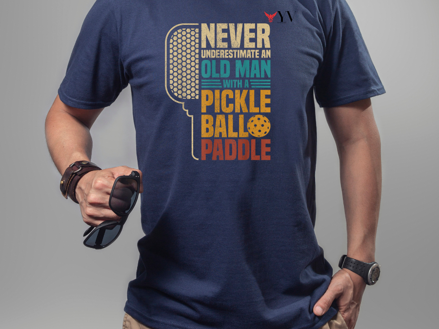 never underestimate old man with a pickle ball paddle tshirt